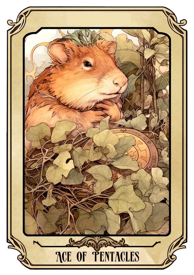 Ace of Pentacles, a Tarot Pigs card