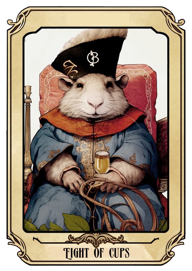 Eight of Cups, a Tarot Pigs card