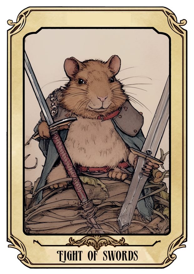 Eight of Swords, a Tarot Pigs card