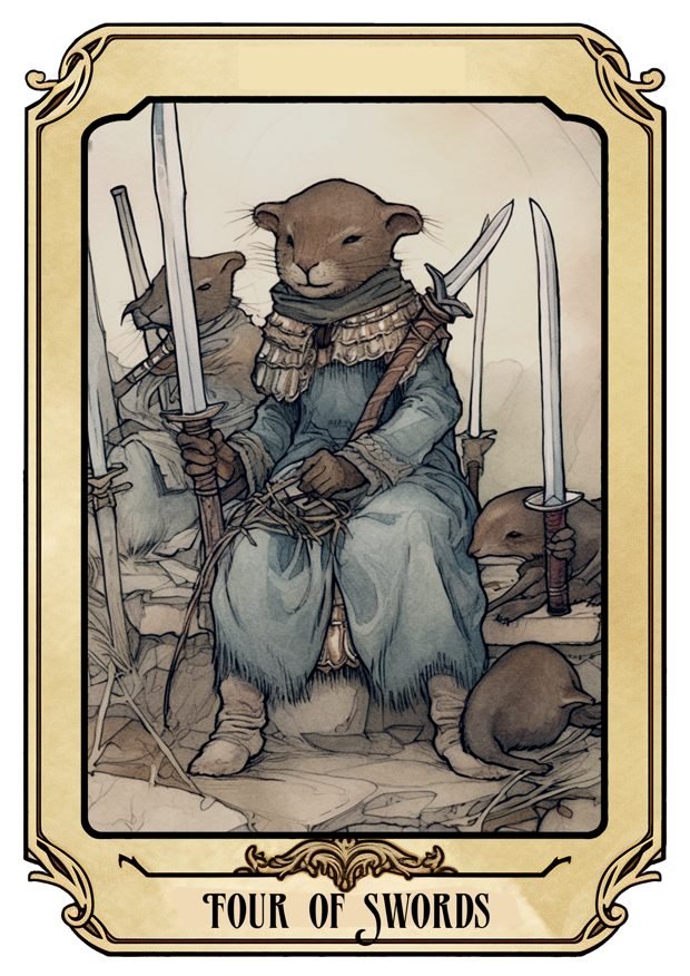 Four of Swords, a Tarot Pigs card