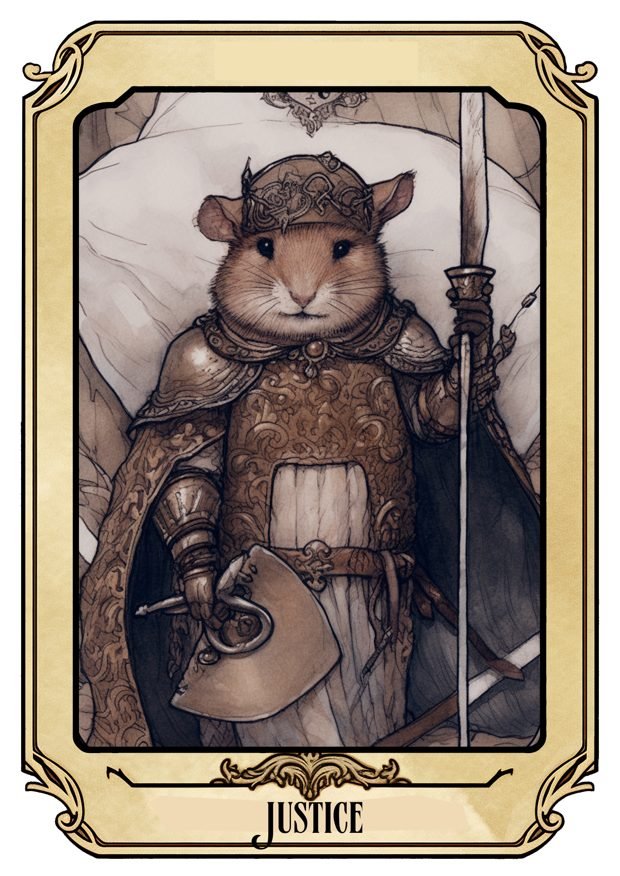 Justice, a Tarot Pigs card