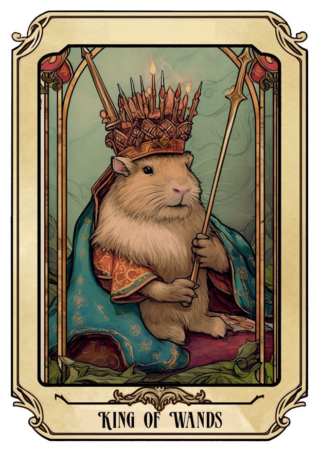King of Wands, a Tarot Pigs card