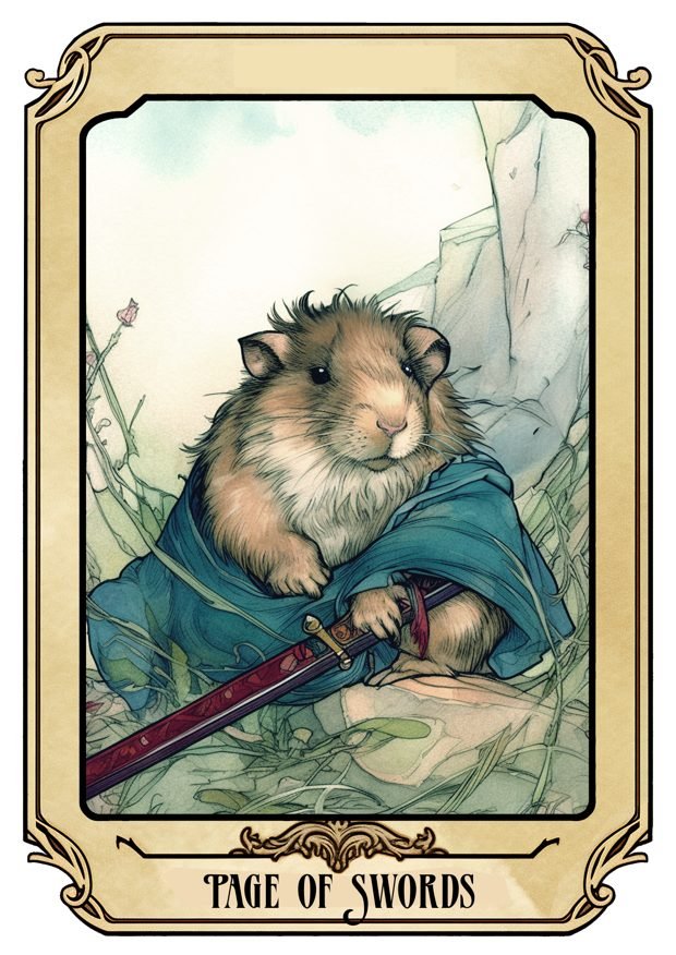 Page of Swords, a Tarot Pigs card