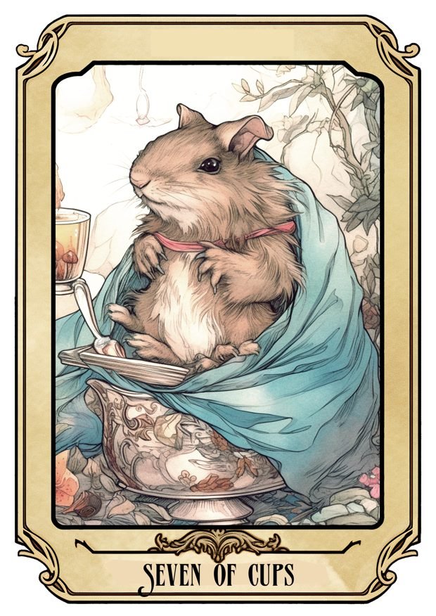Seven of Cups, a Tarot Pigs card