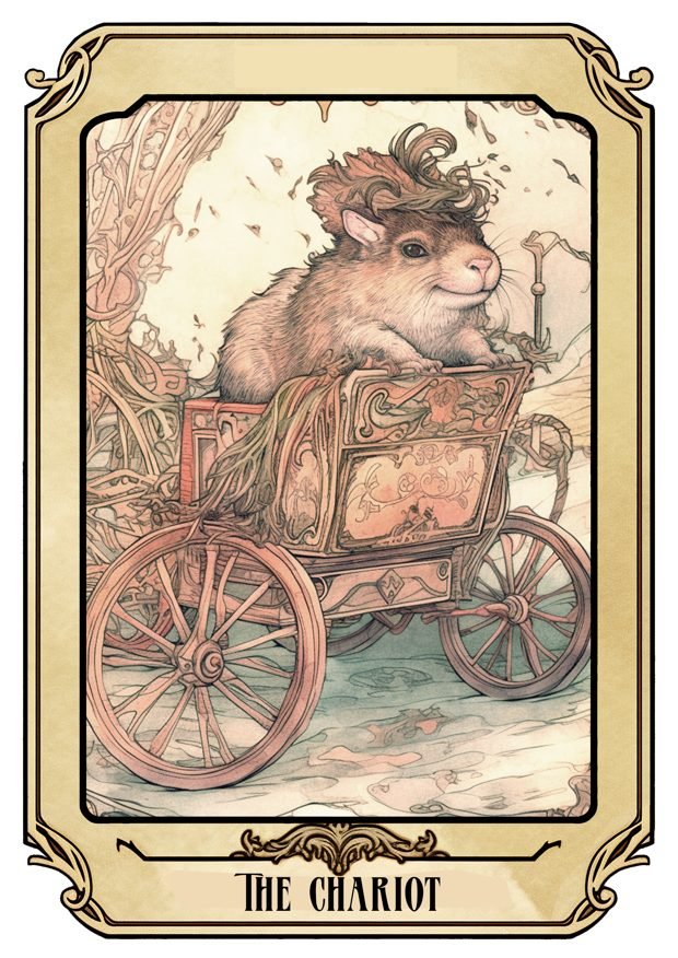 The Chariot, a Tarot Pigs card