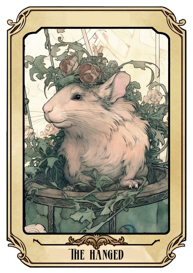 The Hanged Man, a Tarot Pigs card