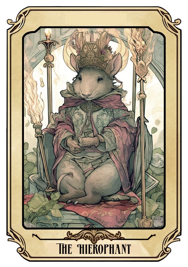 The Hierophant, a Tarot Pigs card