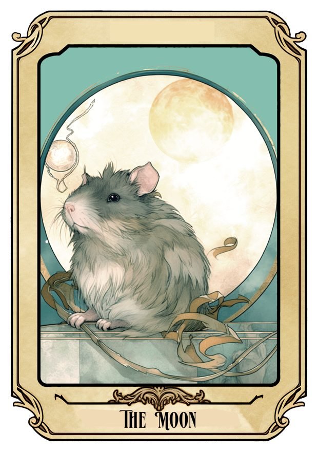 The Moon, a Tarot Pigs card