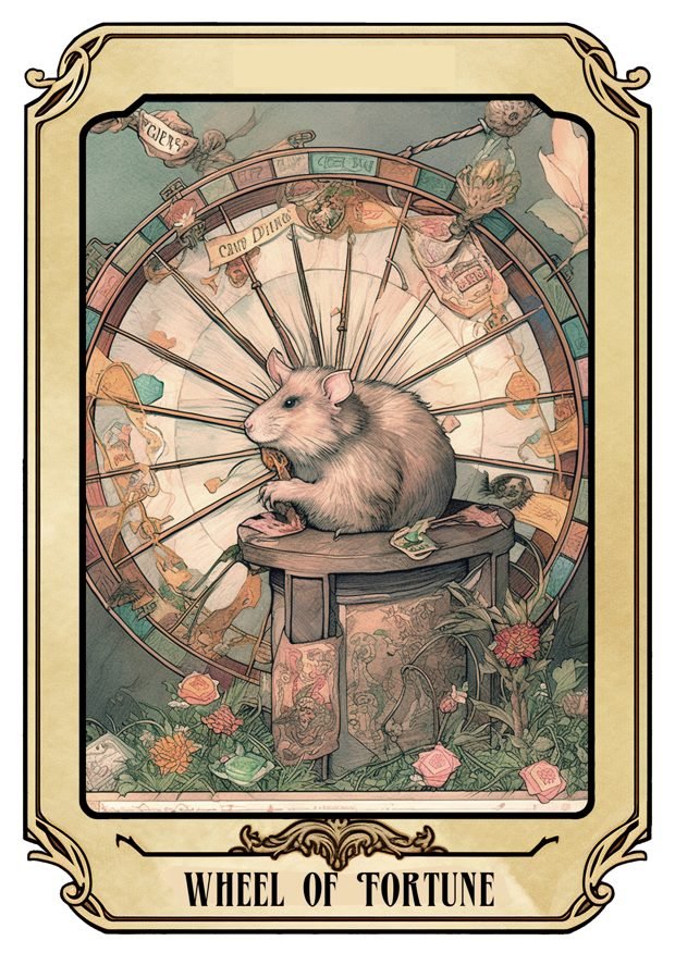Wheel of Fortune, a Tarot Pigs card